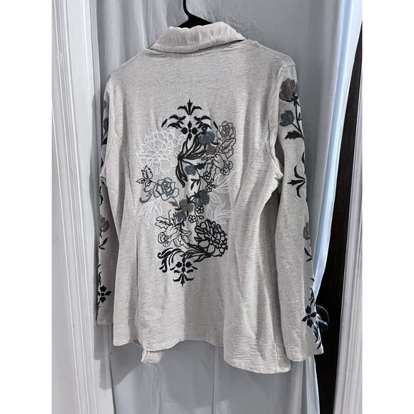 Zenergy by Chicos Floral Embroidered Open Front Cardigan, Sz. 2(L/12) - Picture 6 of 9